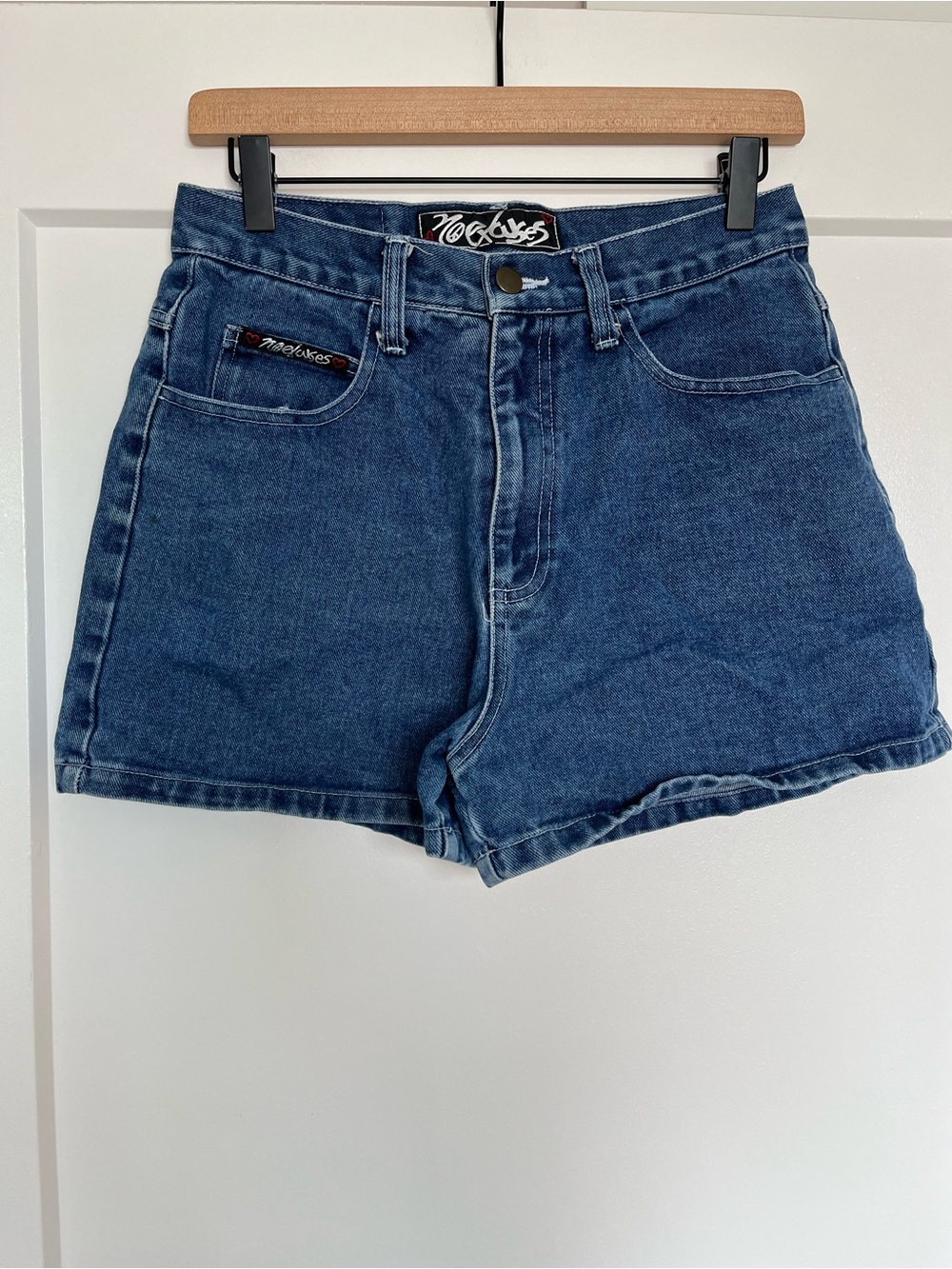 Vintage No Excuses Y2K Denim Shorts Embroidered Pocket Jean Shorts